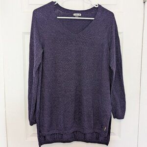 Smartwool Merino Wool Blend V Neck Long Sleeve Tunic Everyday Sweater Med Purple